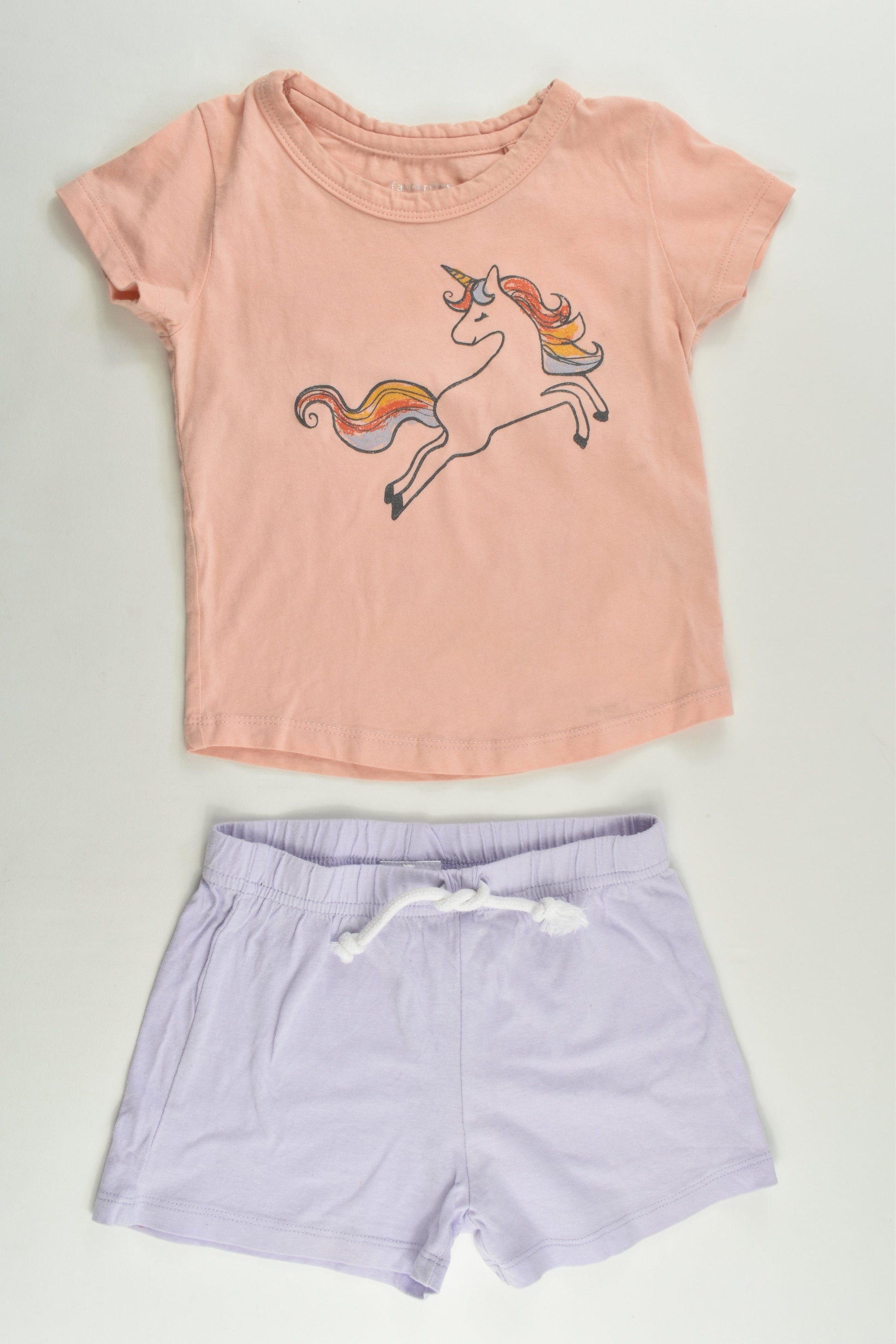 Favourites Size 2 Unicorn T-shirt and Shorts