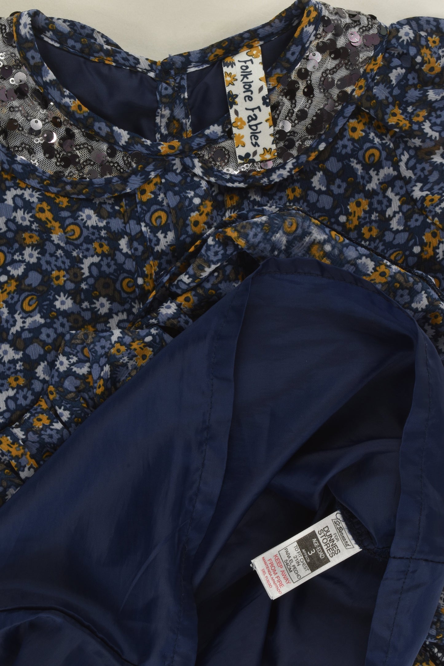 Folklore Fables for St Bernard Size 3 Lined Floral Dress