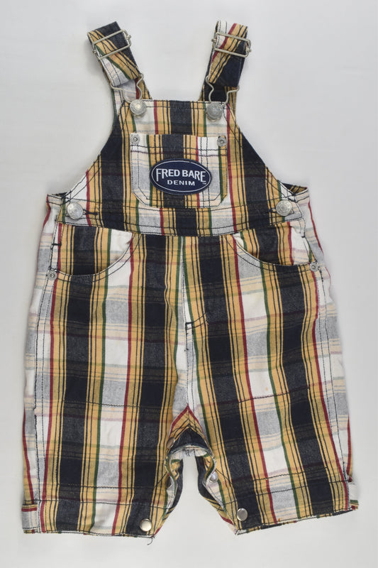 Fred Bare Size 00 Vintage Checked Short Overalls