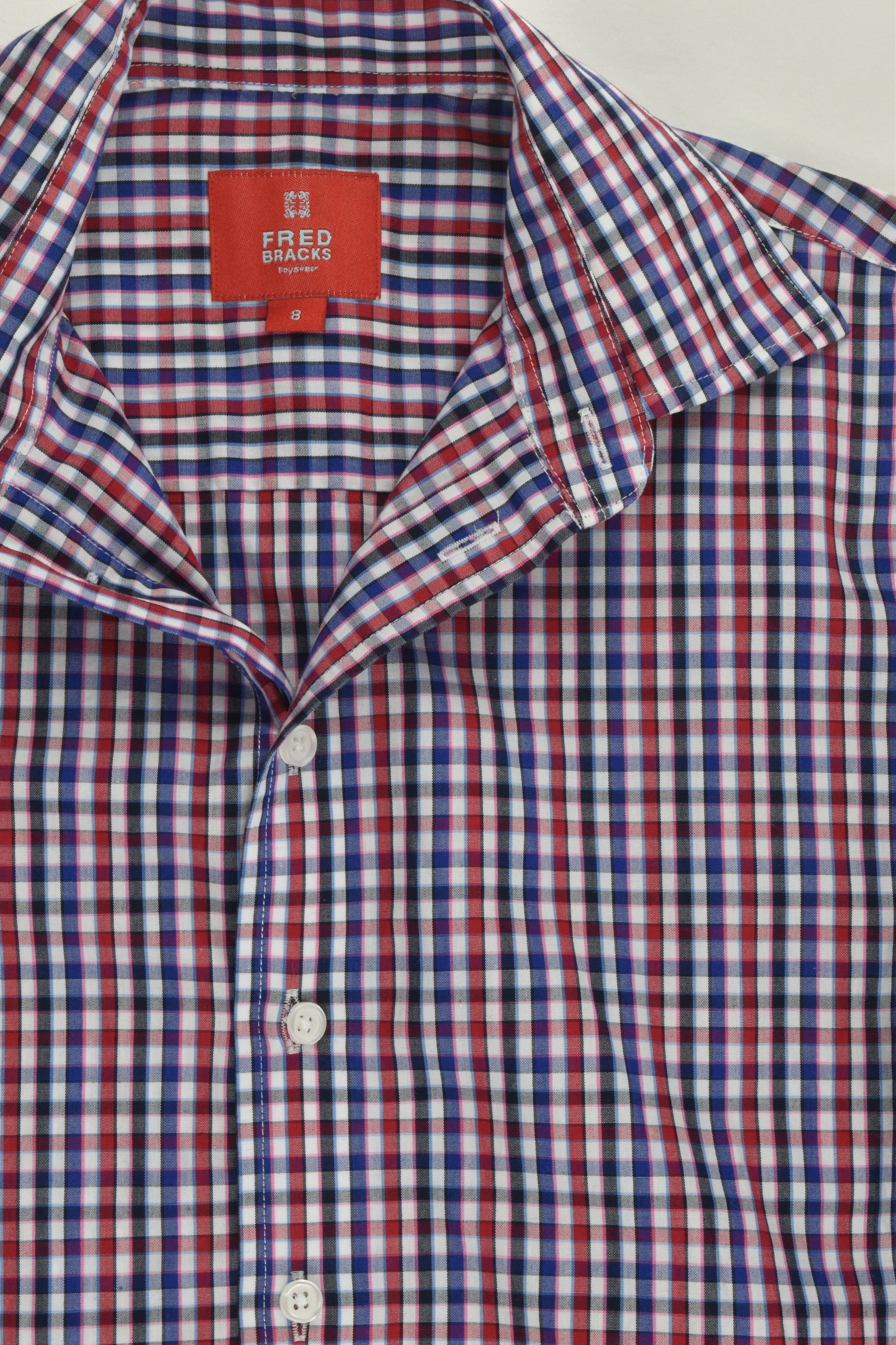 Fred Bracks Size 8 Checked Collared Shirt