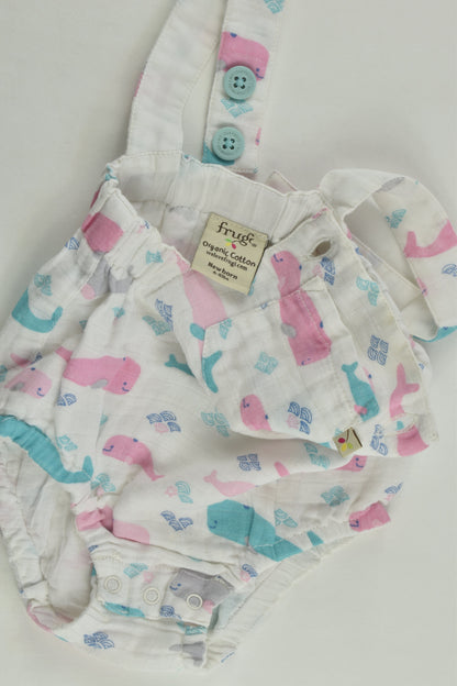 Frugi Size 0000 (Newborn) Lined Muslin Whale Romper