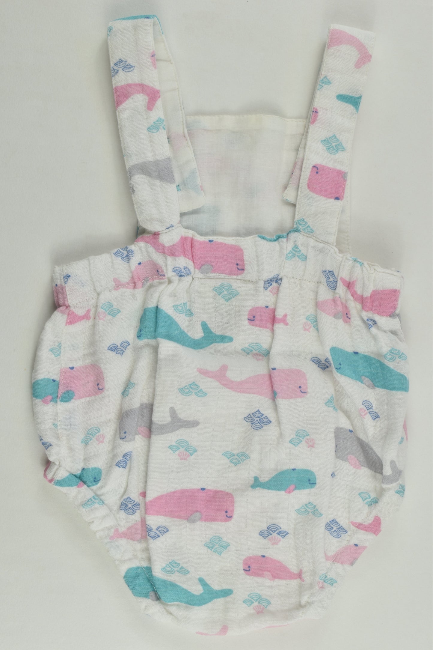 Frugi Size 0000 (Newborn) Lined Muslin Whale Romper