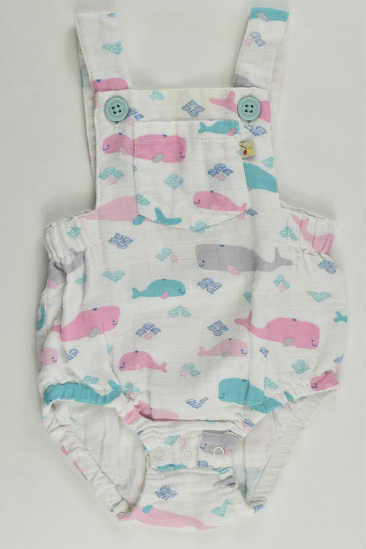 Frugi Size 0000 (Newborn) Lined Muslin Whale Romper