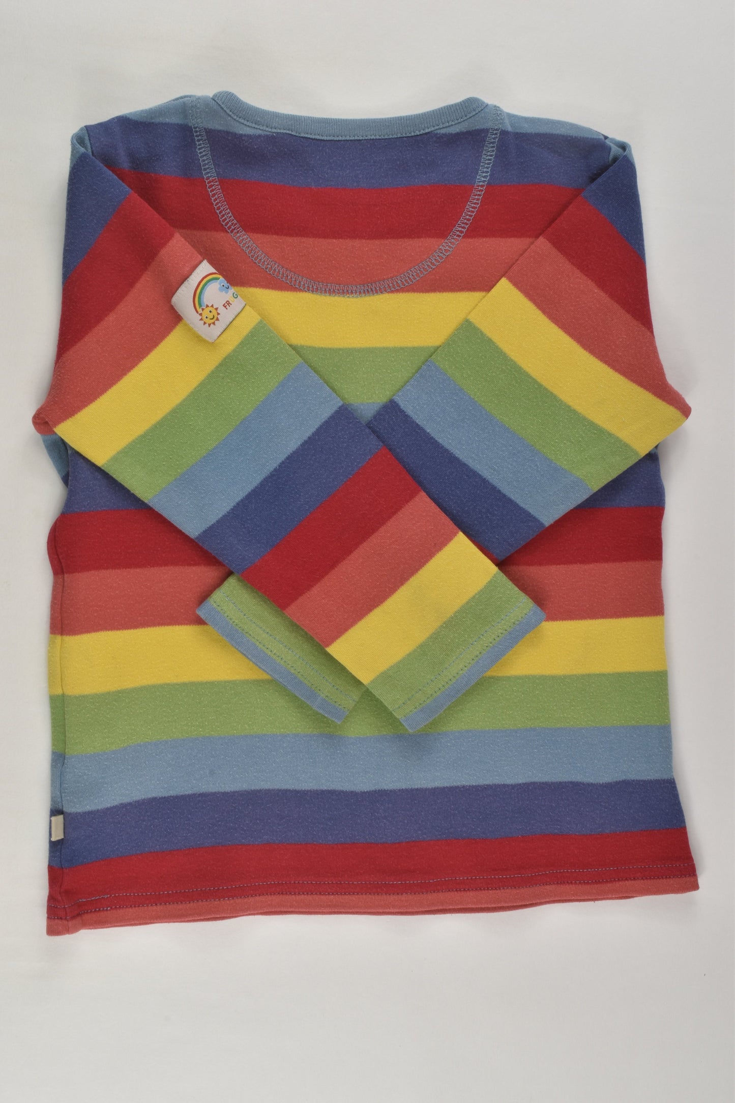 Frugi Size 2-3 Rainbow Stripes Farmer Top