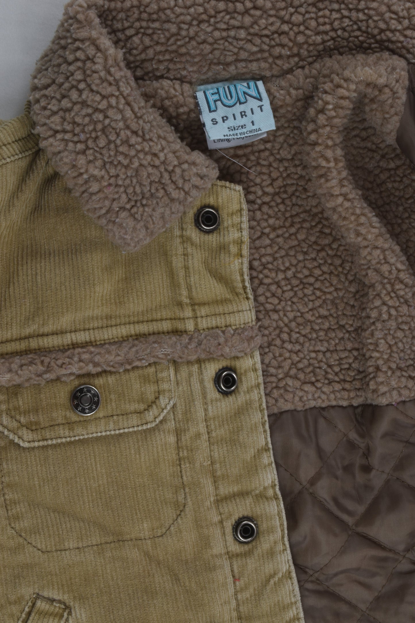 Fun Spirit Size 1 Sherpa Cord Jacket