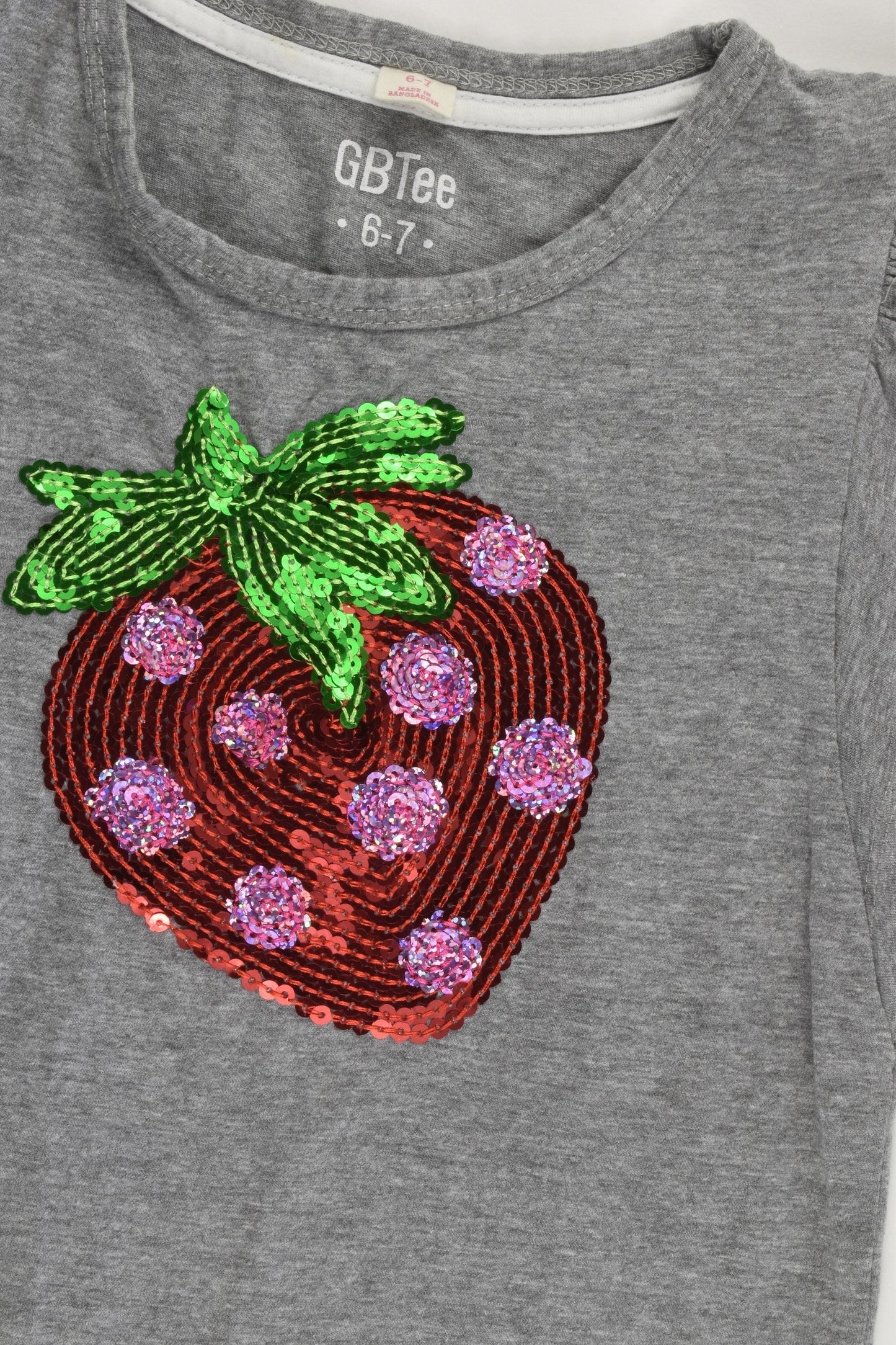 GBTee Size 6-7 Strawberry Sequins T-shirt