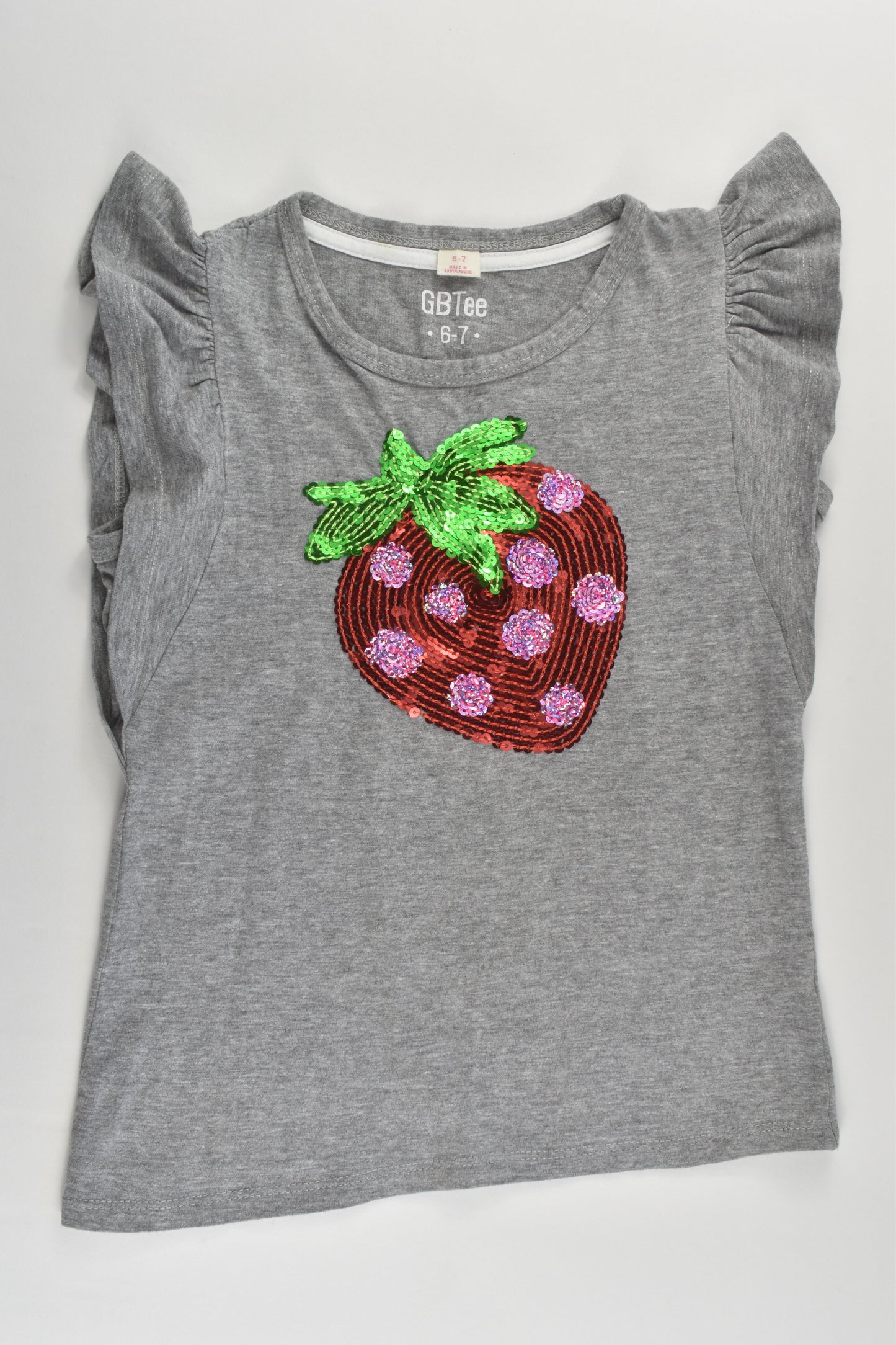 GBTee Size 6-7 Strawberry Sequins T-shirt