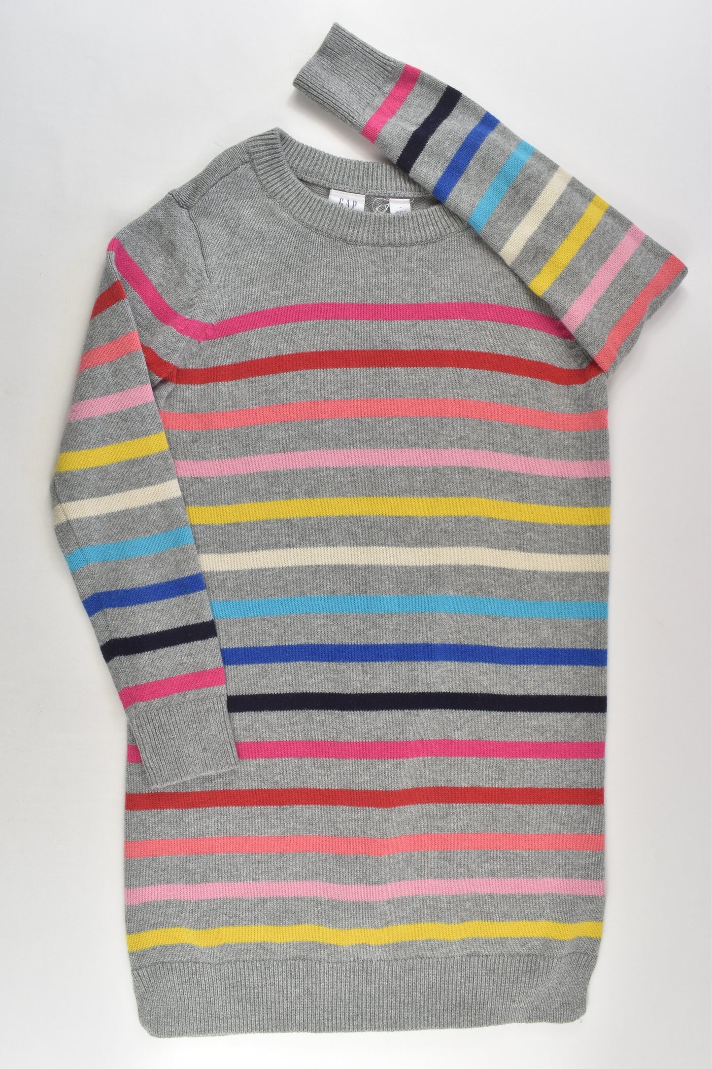 Gap Kids Size 6-7 (S, 120 cm) Rainbow Stripes Knit Dress