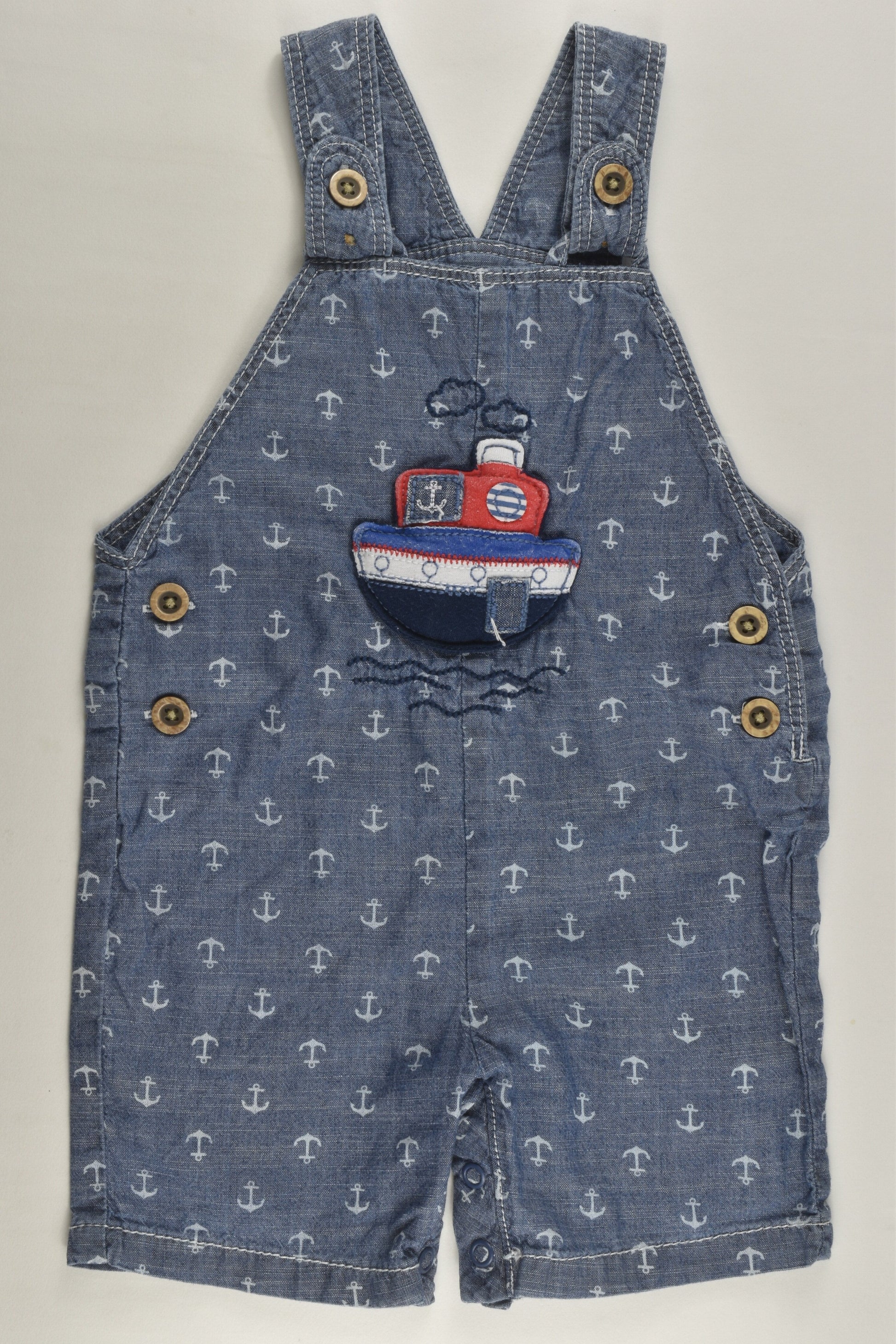 George Size 0 (6-9 months, 68-74 cm) Nautical Lightweight Denim Short Overalls