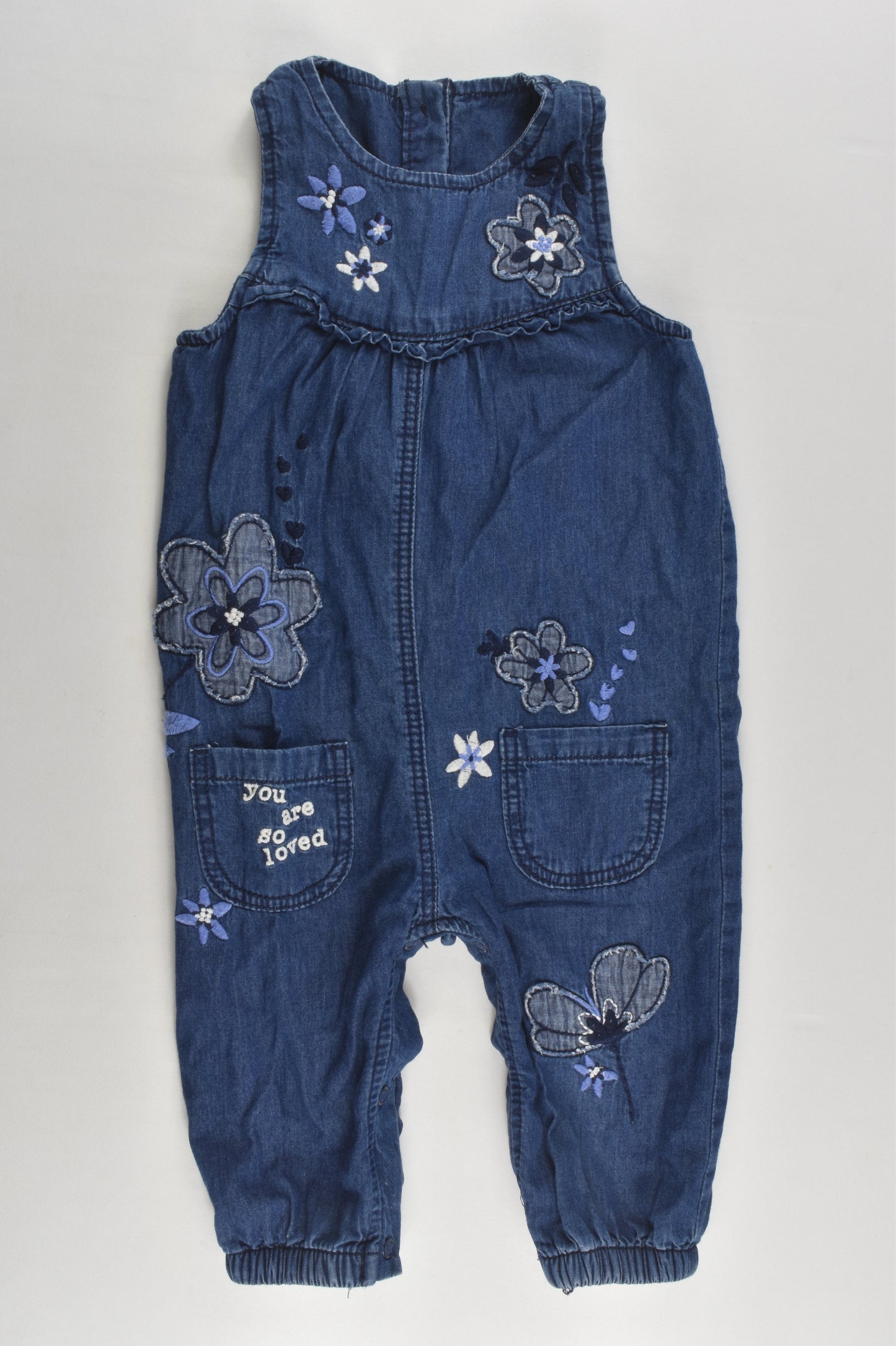 George Size 0 (6-9 months) 'You Are So Loved' Lined Denim Overalls