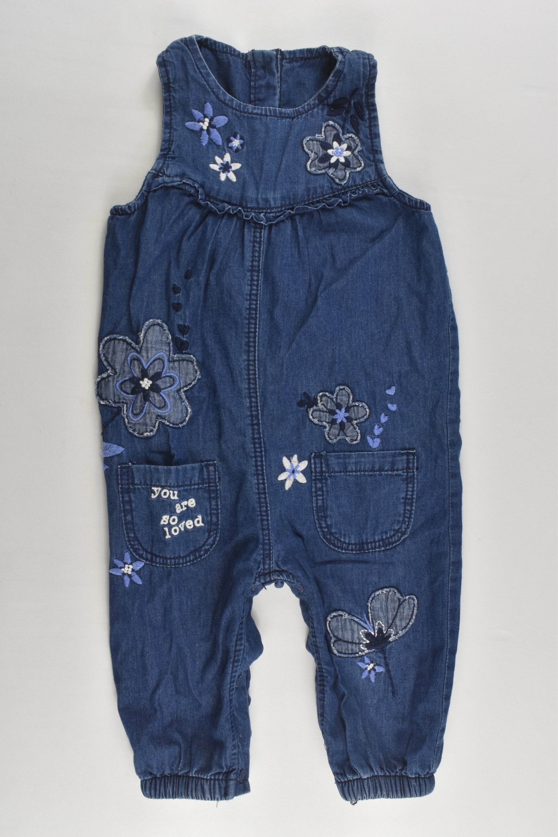 George Size 0 (6-9 months) 'You Are So Loved' Lined Denim Overalls