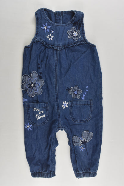 George Size 0 (6-9 months) 'You Are So Loved' Lined Denim Overalls