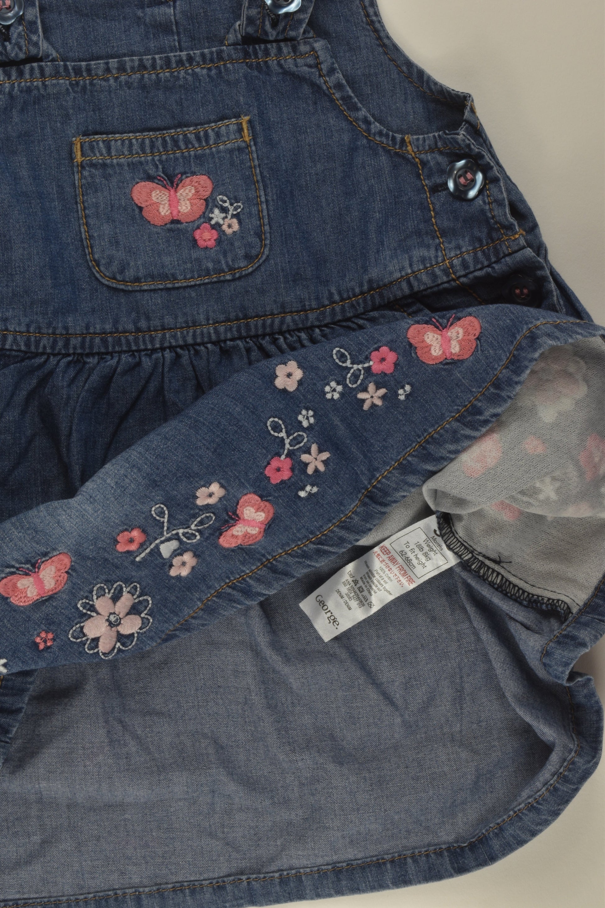 George Size 00 Embroidery Lightweight Denim Dress