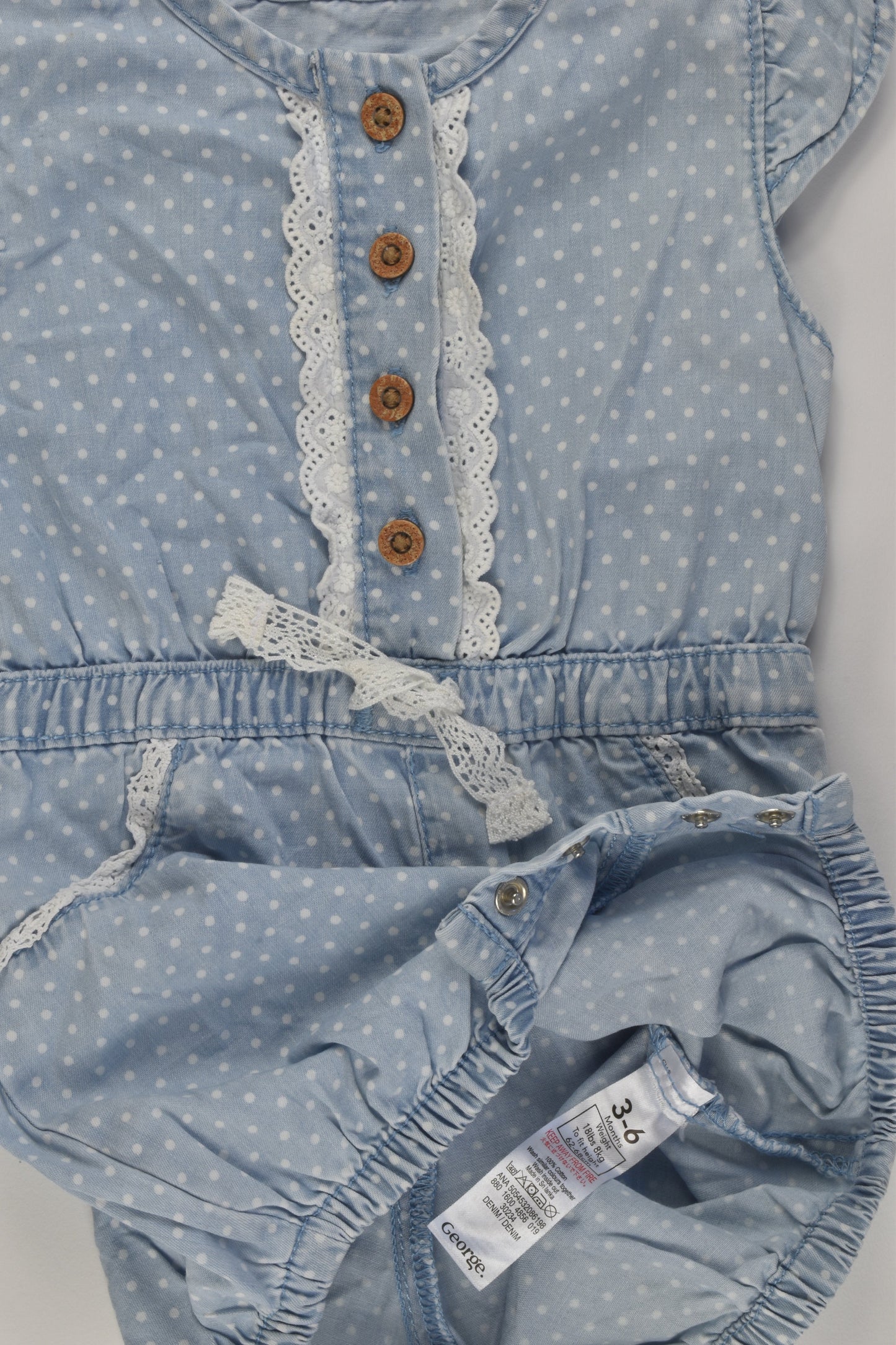 George Size 00 Lightweight Denim Romper
