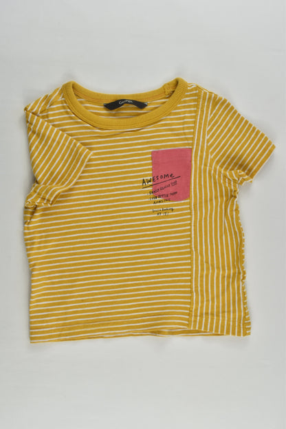 George Size 1 (80-86 cm) Striped 'Awesome' T-shirt