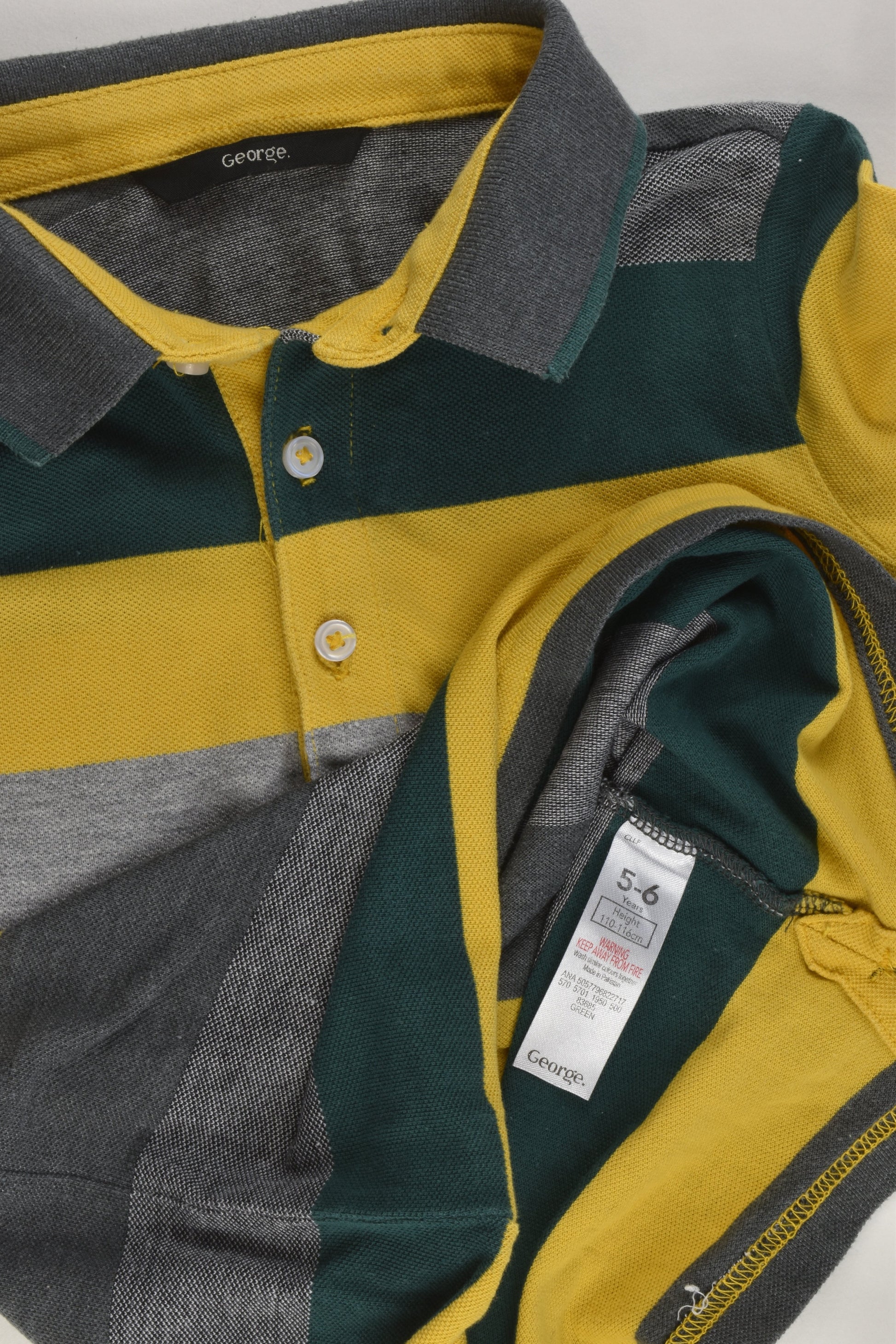 George Size 5-6 Striped Polo Shirt