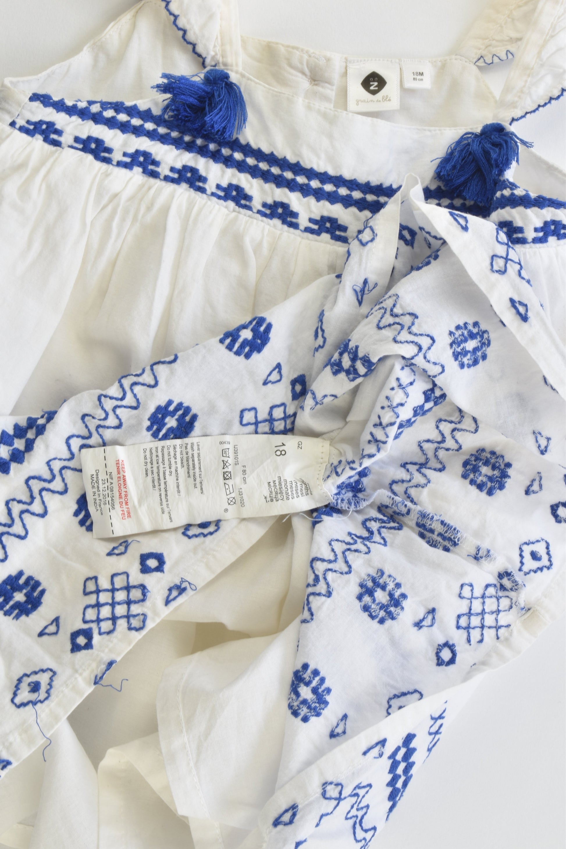 Grain De Blé (France) Size 1 (18 months, 80 cm) Lined Dress