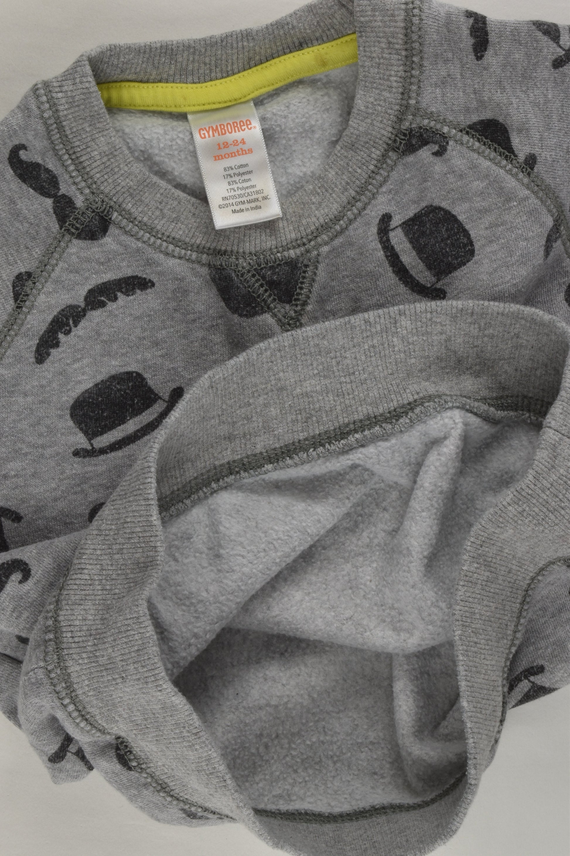 Gymboree Size 1-2 (12-24 months) Moustaches and Hat Sweater