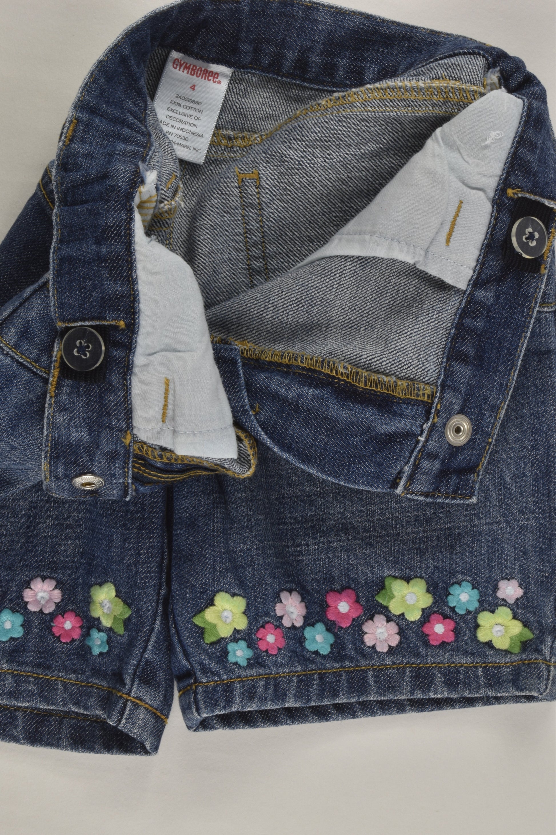 Gymboree Size 4 Denim Shorts with Floral Embroidery
