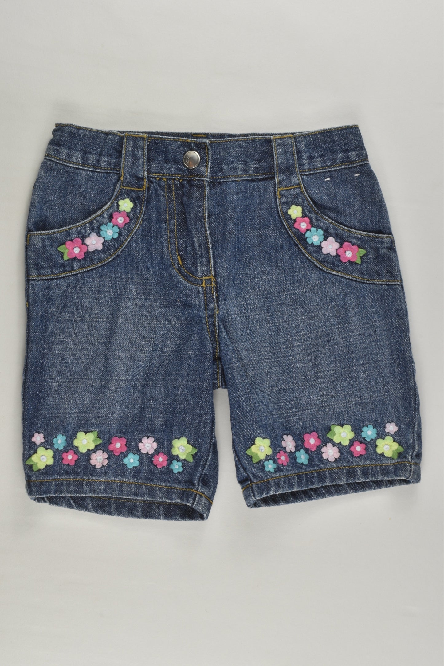 Gymboree Size 4 Denim Shorts with Floral Embroidery