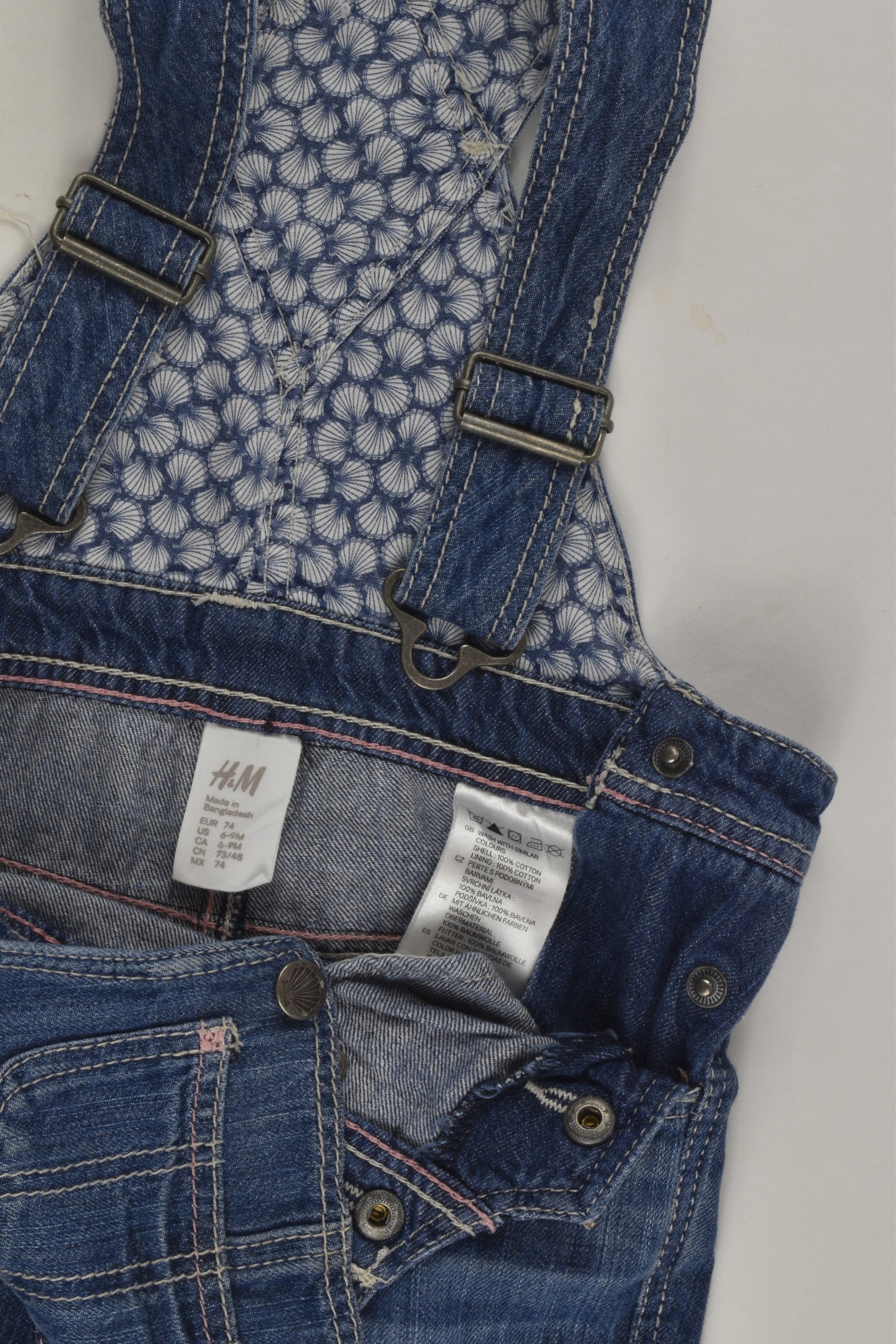 H&M Size 0 (74 cm) Seashell Short Denim Overalls
