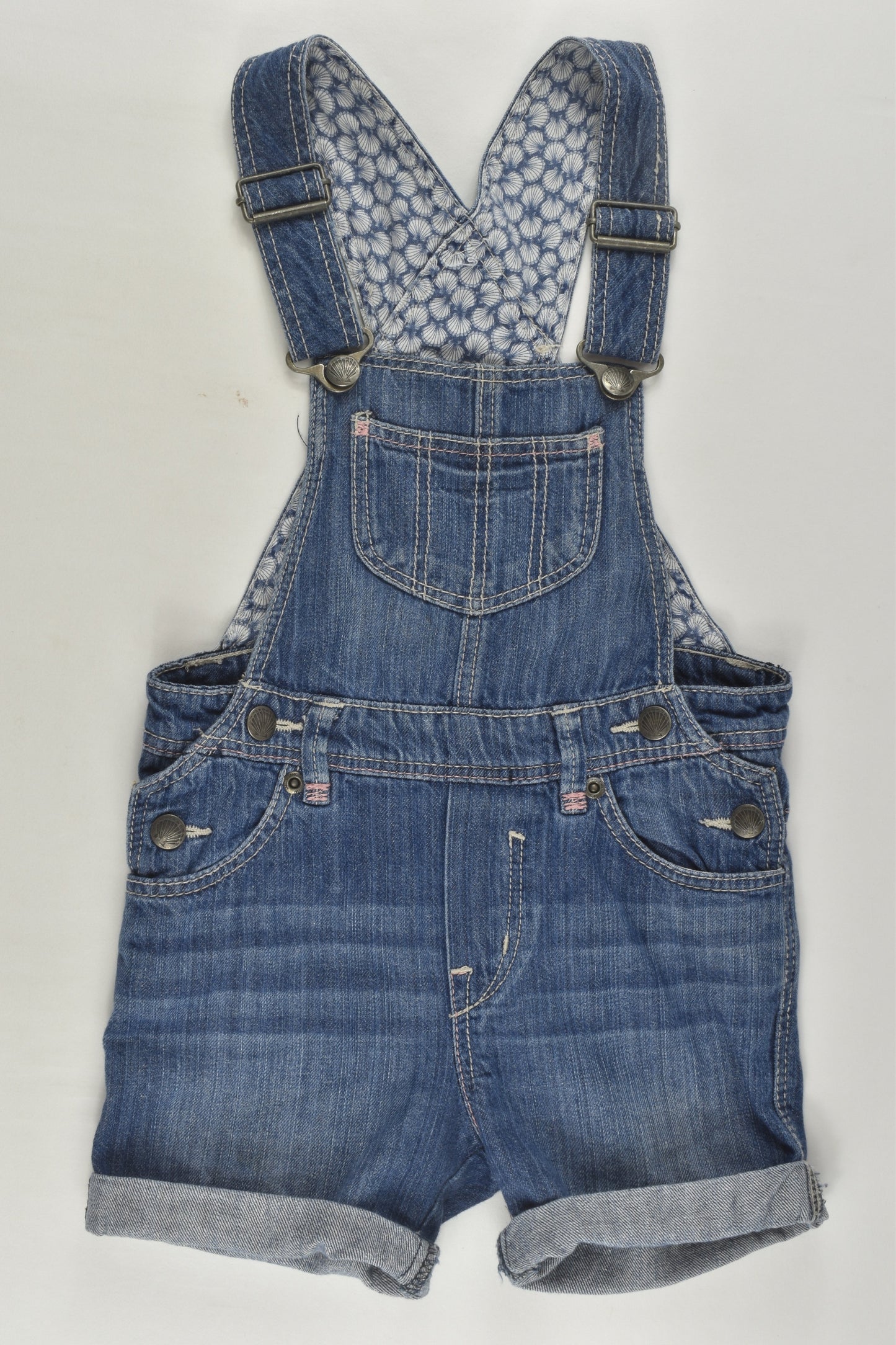 H&M Size 0 (74 cm) Seashell Short Denim Overalls