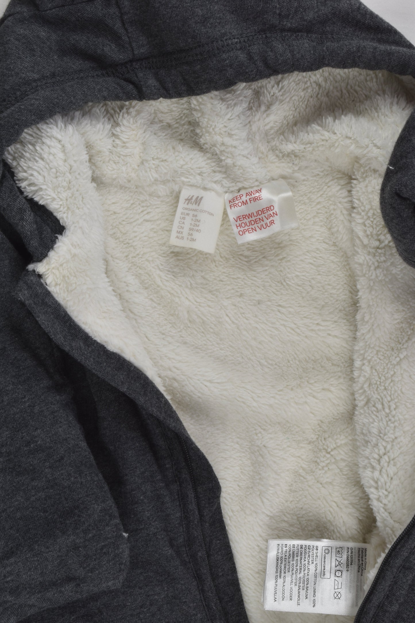 H&M Size 000 (56 cm) Organic Pramsuit