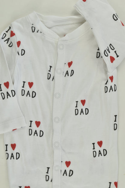 H&M Size 000 'I Love Dad' Footed Romper