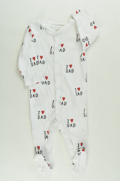 H&M Size 000 'I Love Dad' Footed Romper