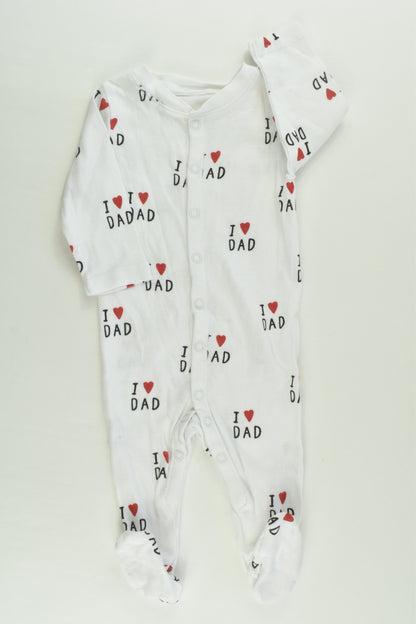 H&M Size 000 'I Love Dad' Footed Romper