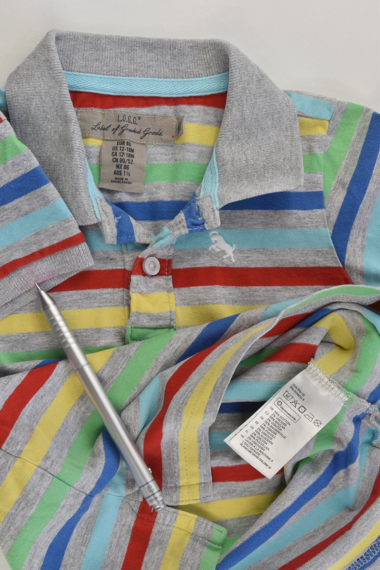 H&M Size 1 (86 cm) Colorful Stripes Polo Shirt