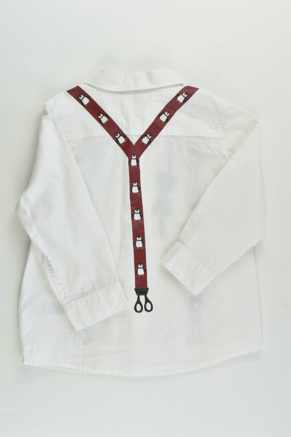 H&M Size 1 (9-12 months, 80 cm) Penguin Suspenders Shirt