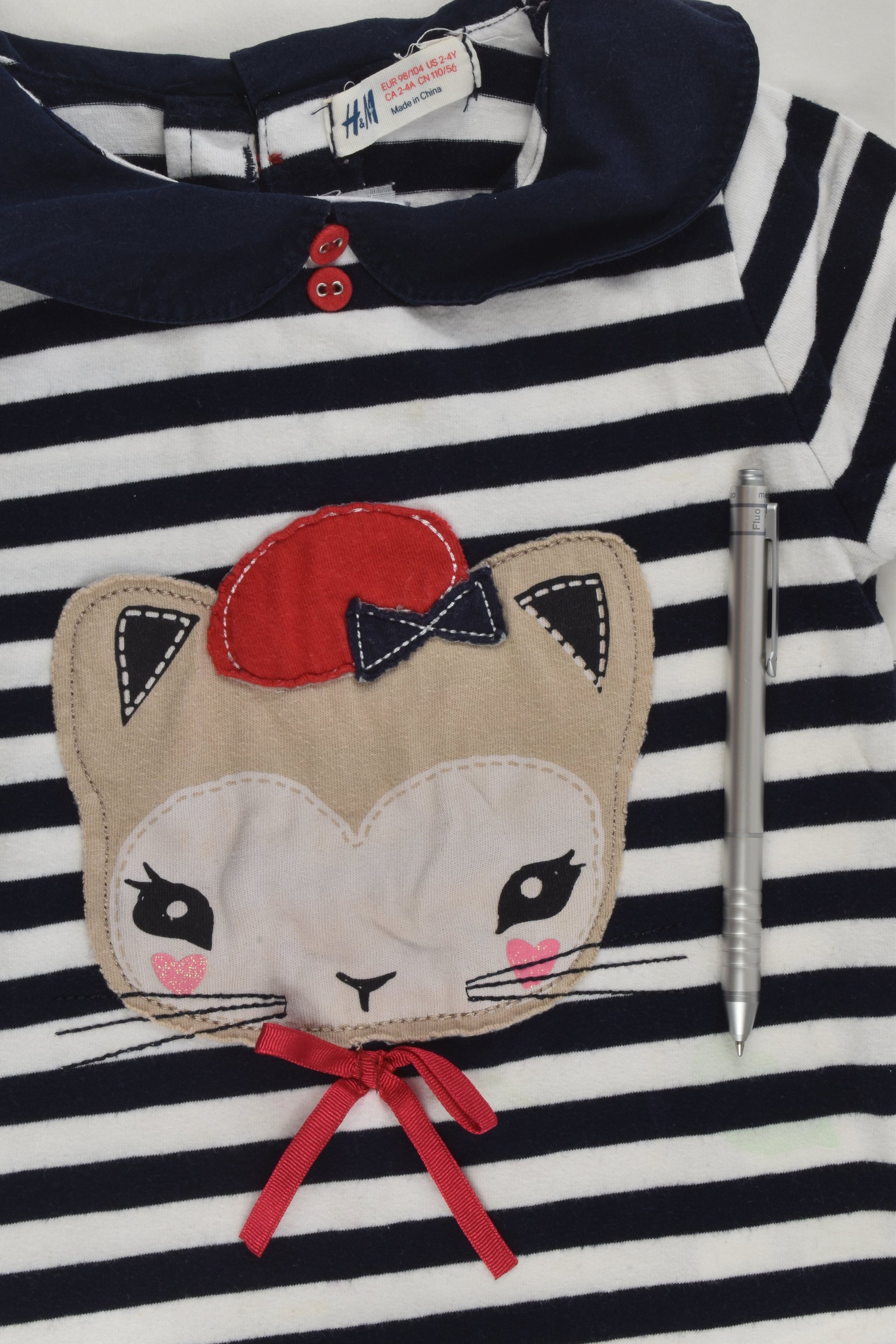 H&M Size 3-4 (98/104 cm) French Cat Top