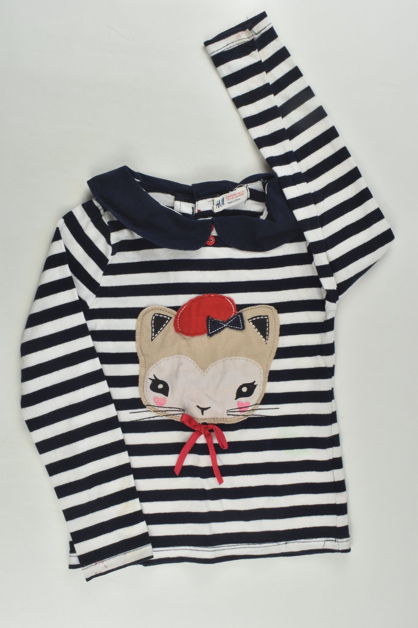 H&M Size 3-4 (98/104 cm) French Cat Top