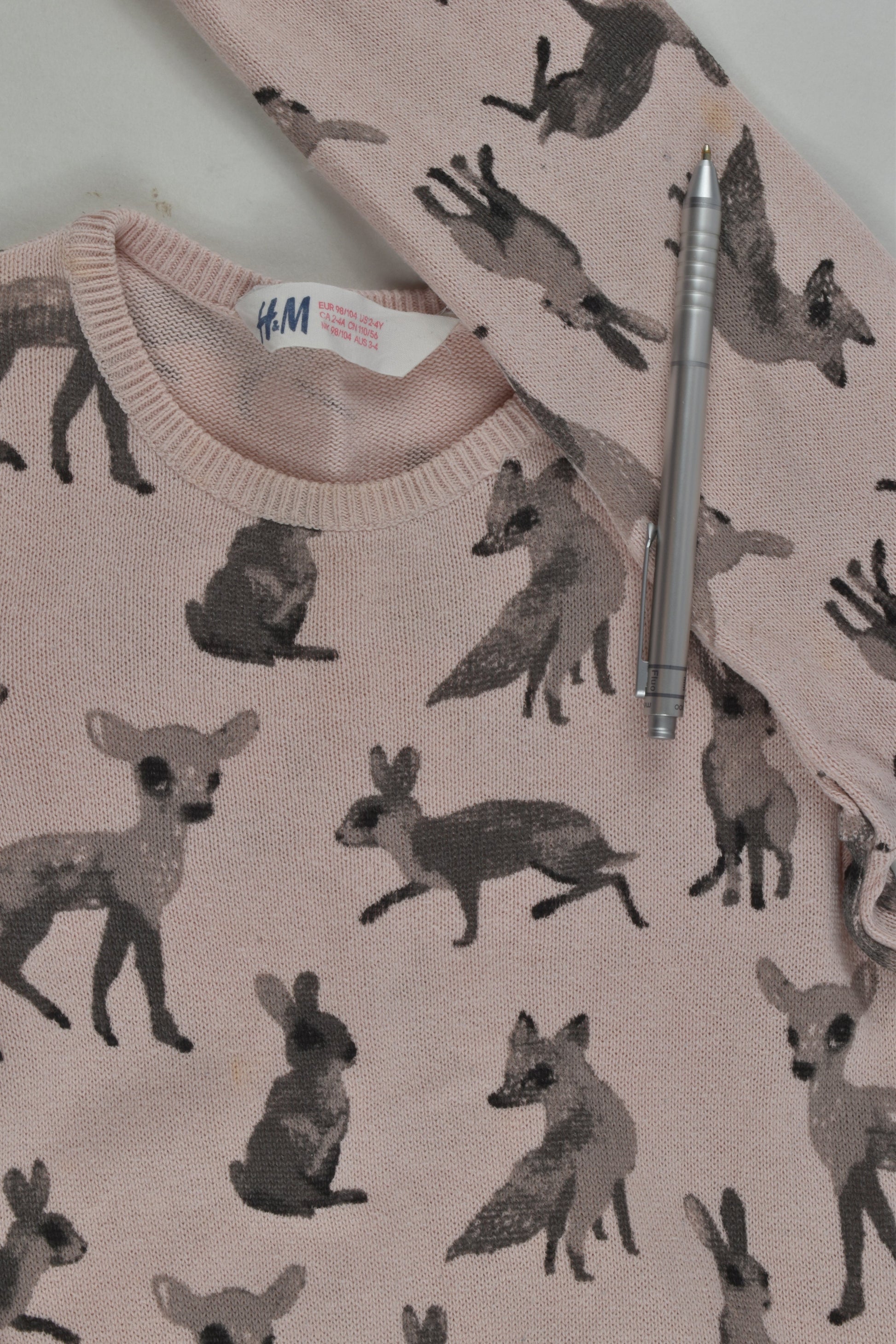 H&M Size 3-4 Forest Animals Knit Jumper