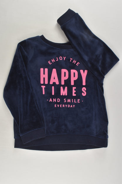 H&M Size 3-4 Velour 'Happy Times' Sweater