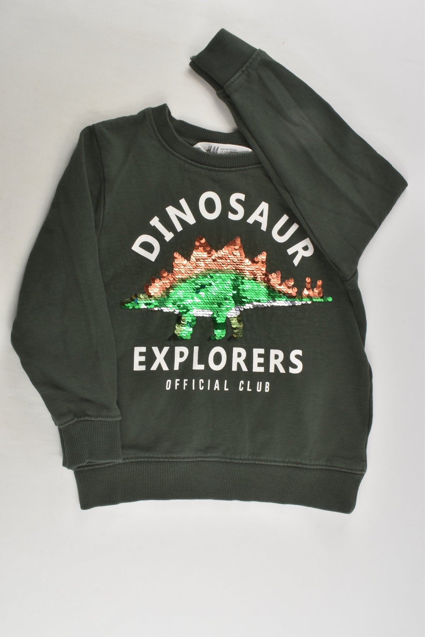 H&M Size 4 Dinosaur Reversible Sequins Sweater