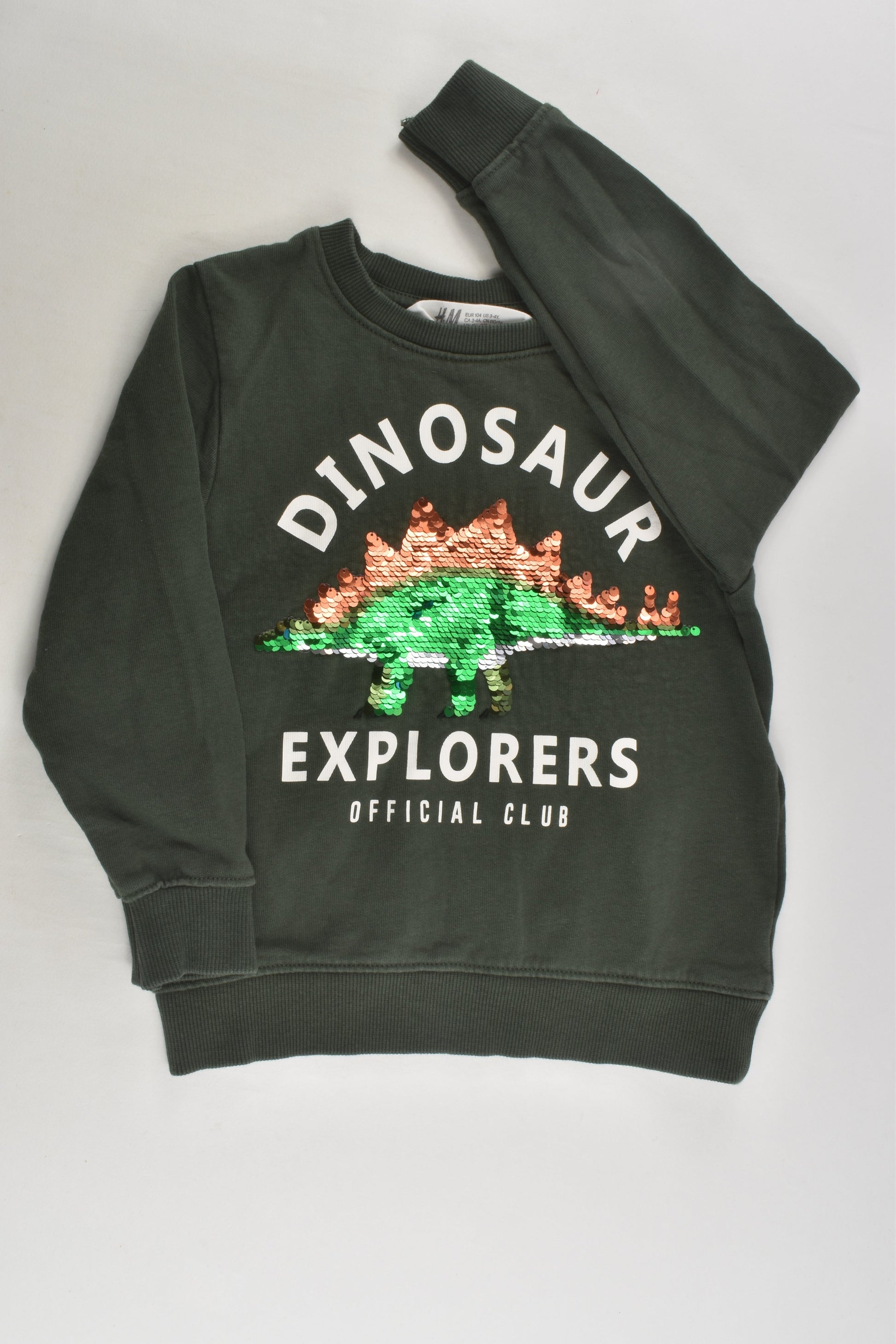 H&M Size 4 Dinosaur Reversible Sequins Sweater
