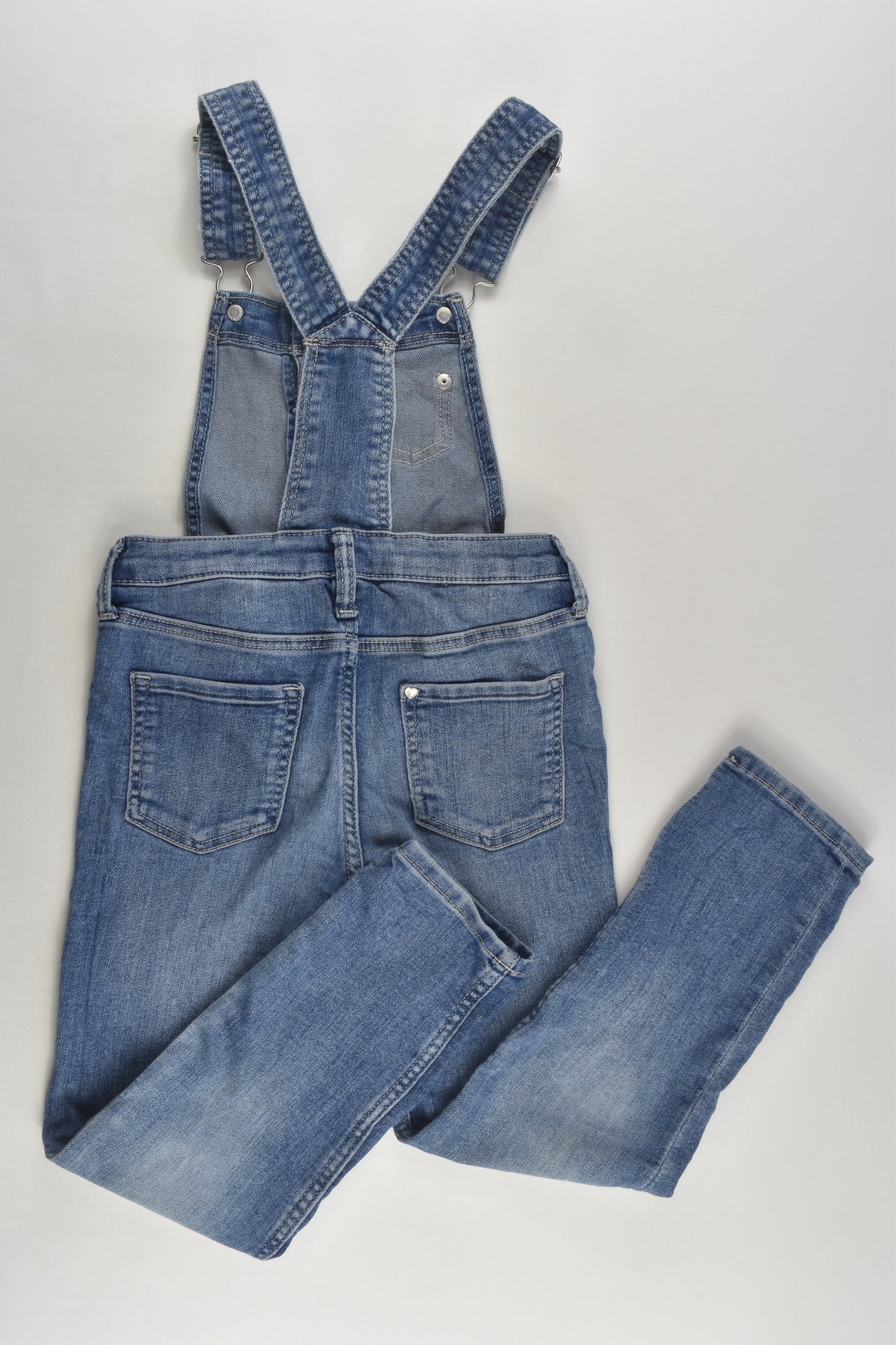 H&M Size 5 (110 cm) Love Heart Buttons Denim Overalls