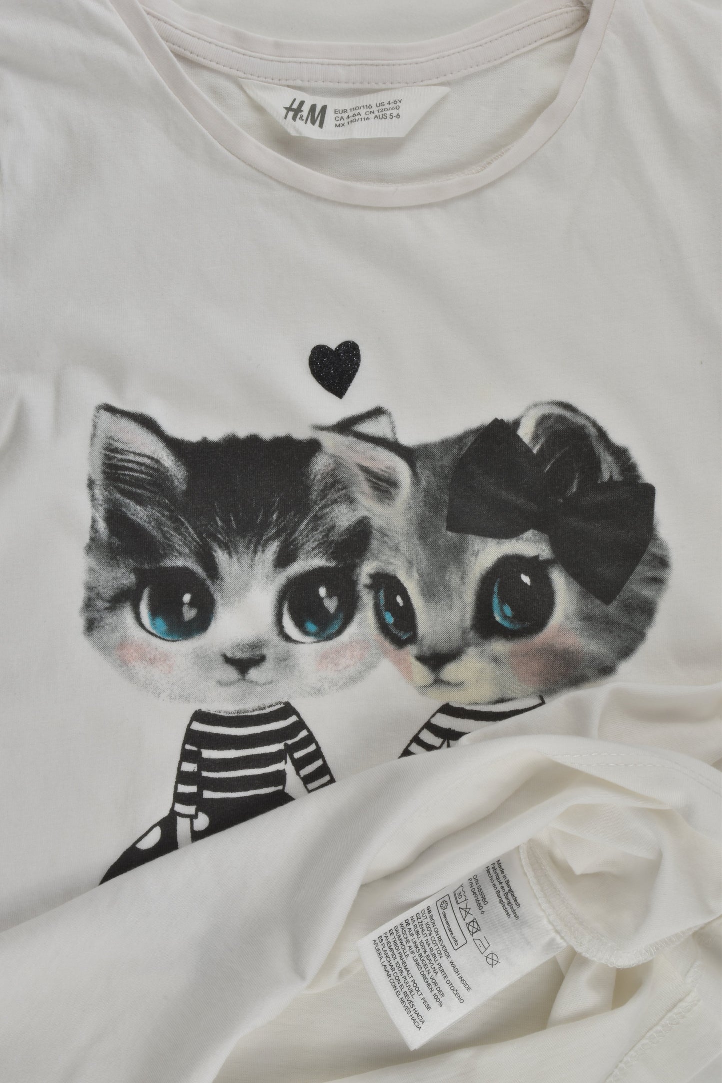 H&M Size 5-6 (110/116 cm) Cat T-shirt