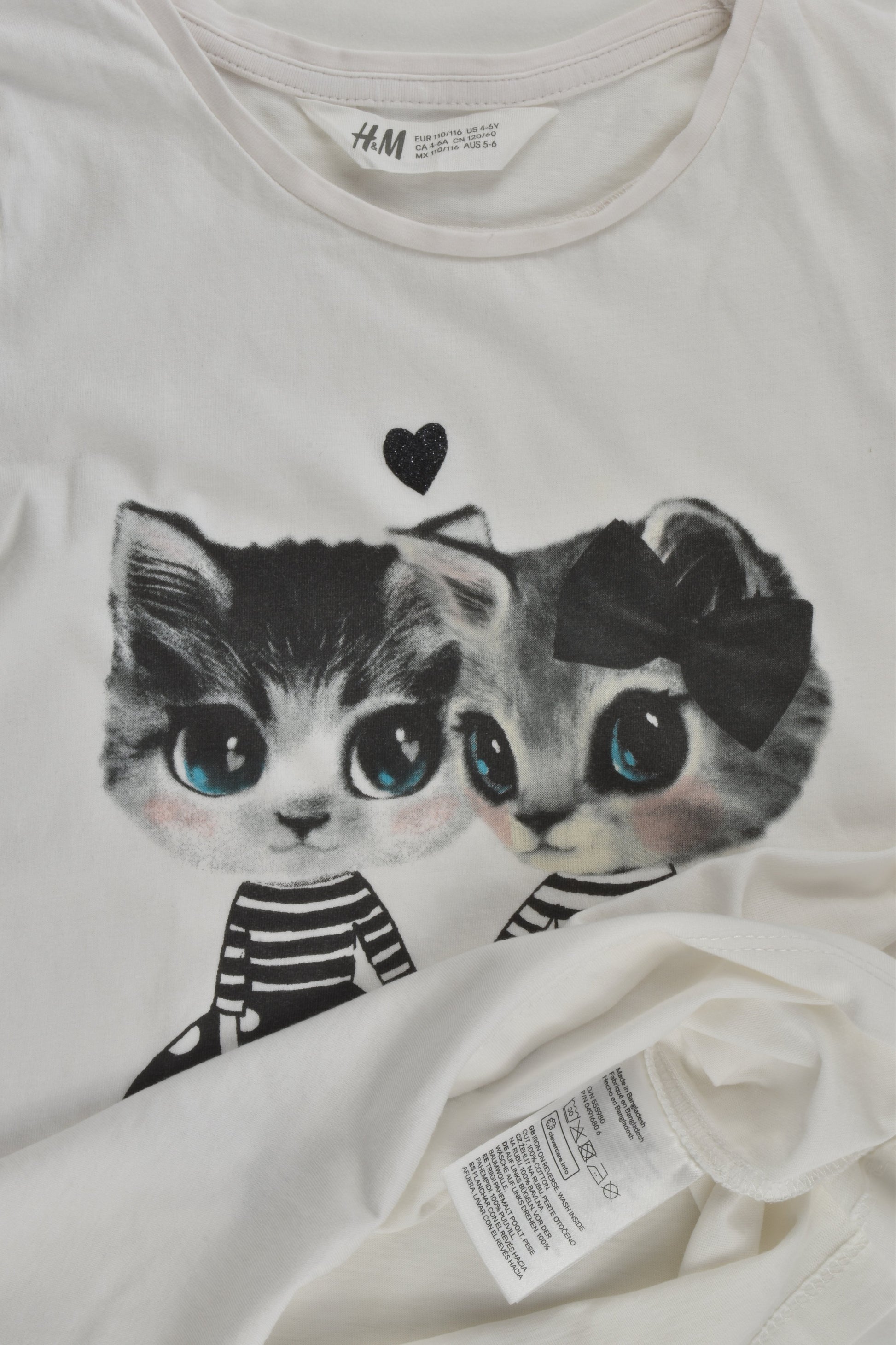 H&M Size 5-6 (110/116 cm) Cat T-shirt
