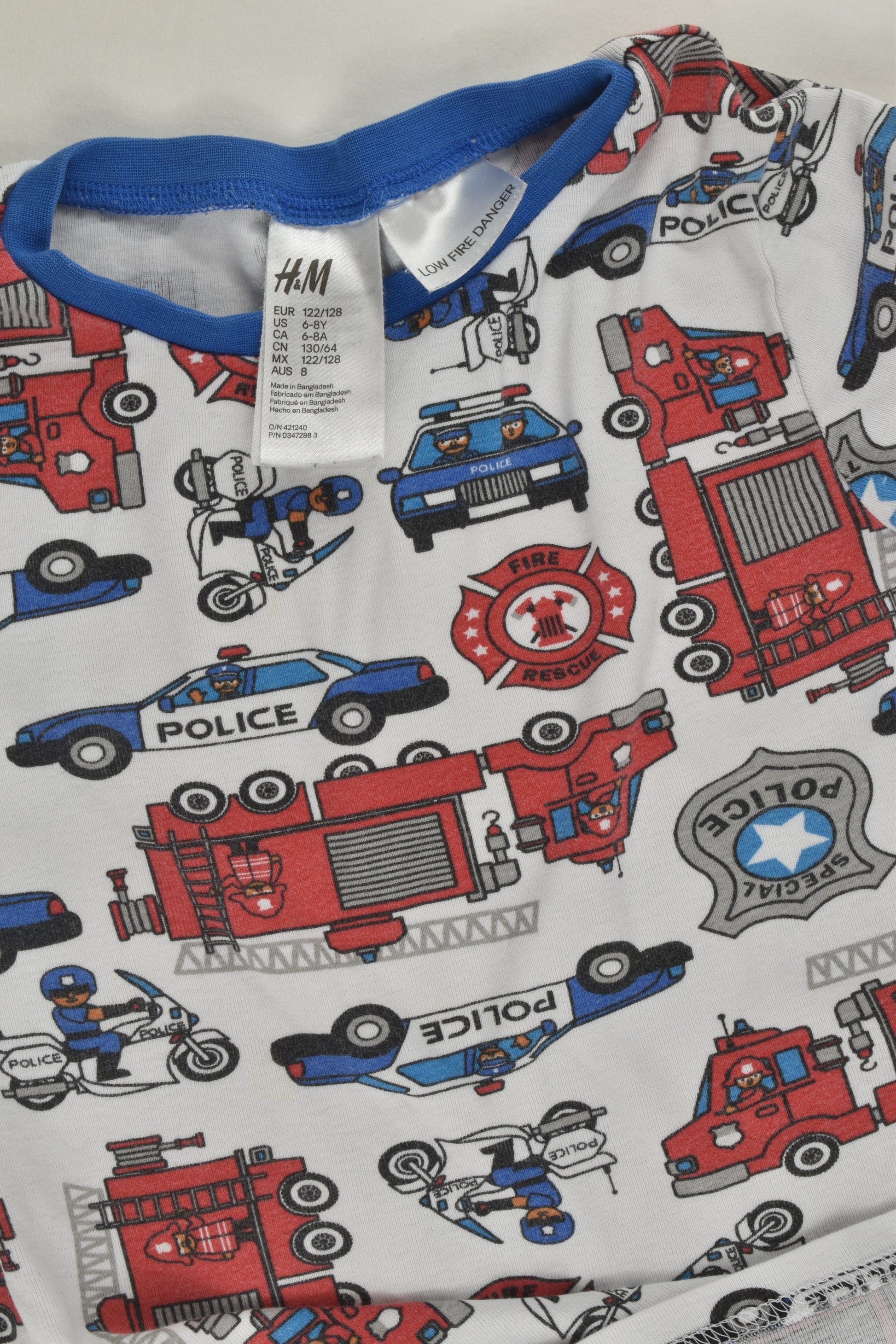 H&M Size 8 Emergency Vehicles Top