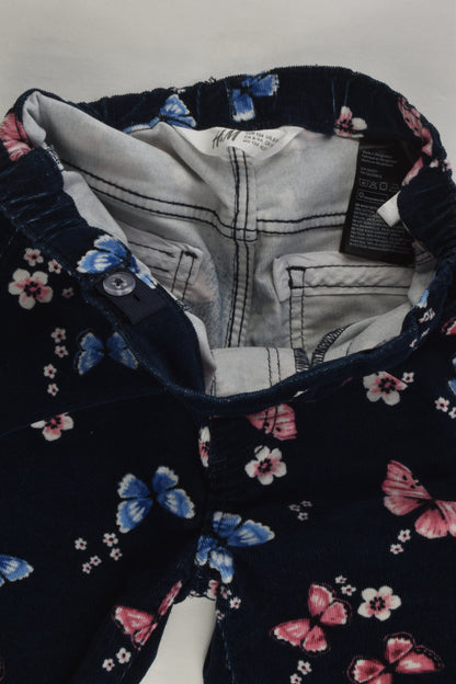 H&M Size 9 (134 cm) Flowers and Butterflies Stretchy Cord Pants