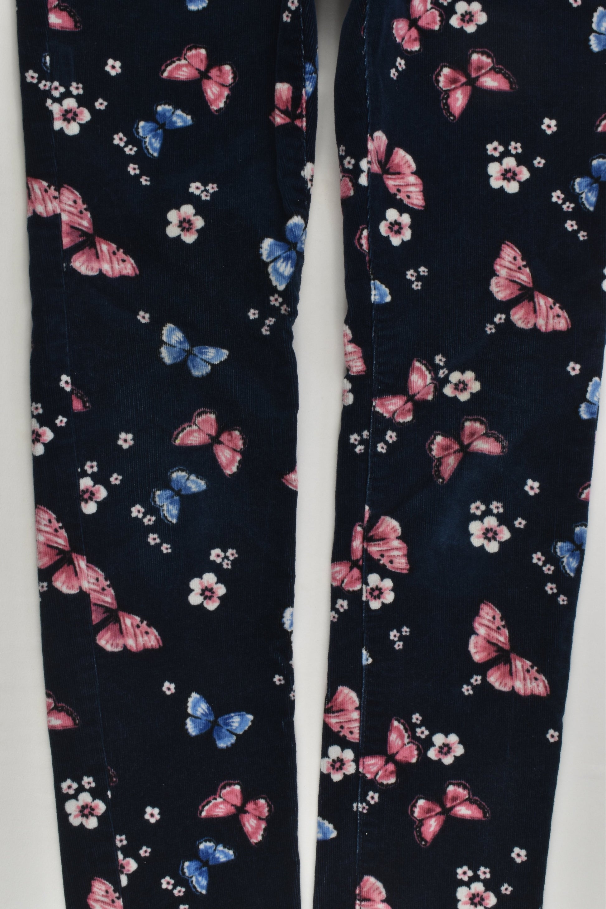H&M Size 9 (134 cm) Flowers and Butterflies Stretchy Cord Pants