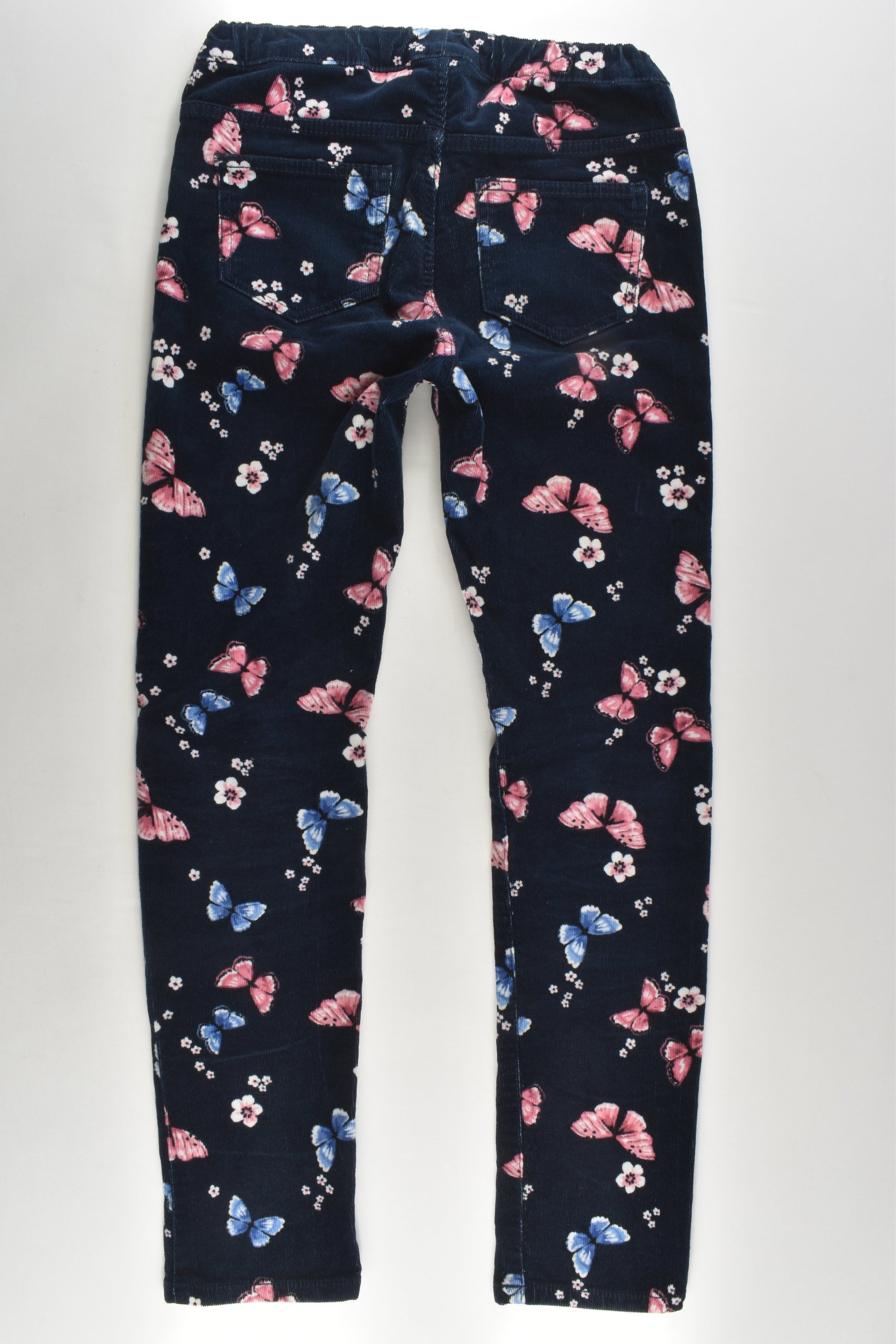 H&M Size 9 (134 cm) Flowers and Butterflies Stretchy Cord Pants