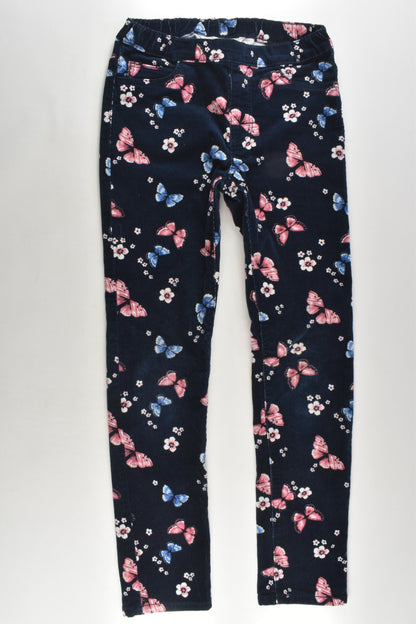 H&M Size 9 (134 cm) Flowers and Butterflies Stretchy Cord Pants