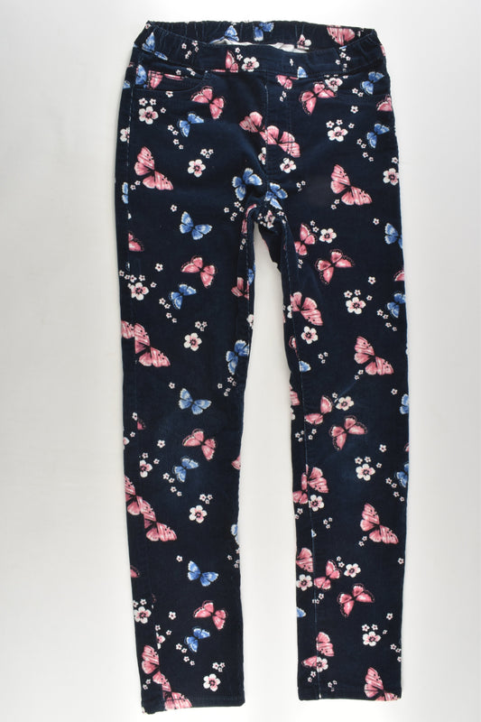H&M Size 9 (134 cm) Flowers and Butterflies Stretchy Cord Pants