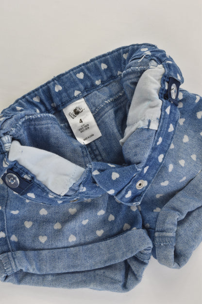 H&T Size 4 Love Hearts Denim Shorts