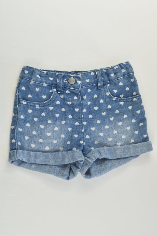 H&T Size 4 Love Hearts Denim Shorts