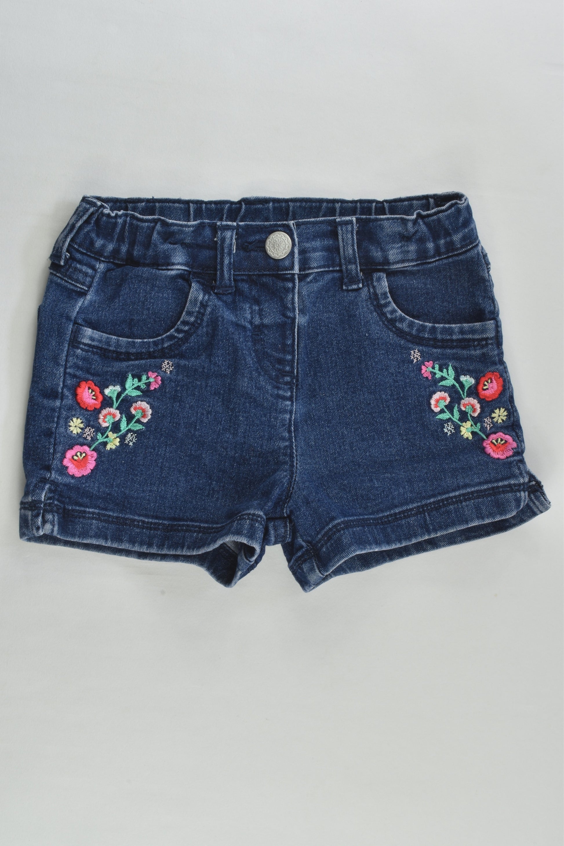 H&T Size 5 Stretchy Embroidery Denim Shorts